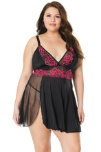 Load image into Gallery viewer, 21124 Red/Black Rose Babydoll by COQUETTE
