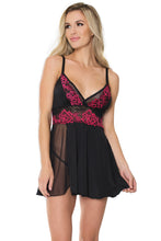 Load image into Gallery viewer, 21124 Red/Black Rose Babydoll by COQUETTE
