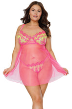 將圖片載入圖庫檢視器 24112 Neon Pink Babydoll by COQUETTE
