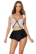 Cargar imagen en el visor de la galería, 24132 Black/White Crop Top set by COQUETTE
