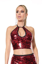 Cargar imagen en el visor de la galería, 24213 Red Leopard Leather Crop Top by COQUETTE
