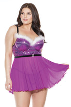 將圖片載入圖庫檢視器 3574 Fuchsia Sparkle Babydoll by COQUETTE
