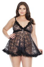 Tải hình ảnh vào trình xem Thư viện, 3831 Black Faux Babydoll by COQUETTE
