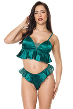 Cargar imagen en el visor de la galería, 25308 Green Satin Bra Set by COQUETTE
